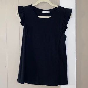 Karlie flutter sleeveless black top size small